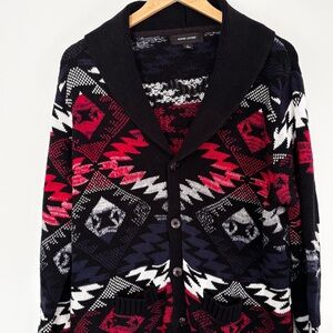 Adam Levine Men's Sweater Shawl Collar Cardigan Aztec Geometric Knit Large M39